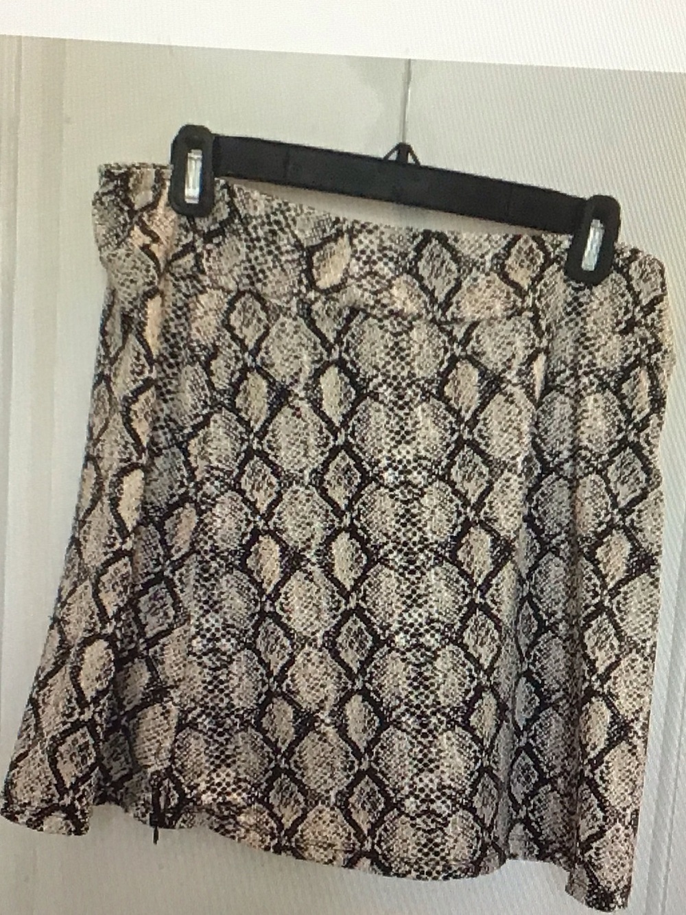 Nicole Miller Beige & Black Snake-Print Circle Skirt